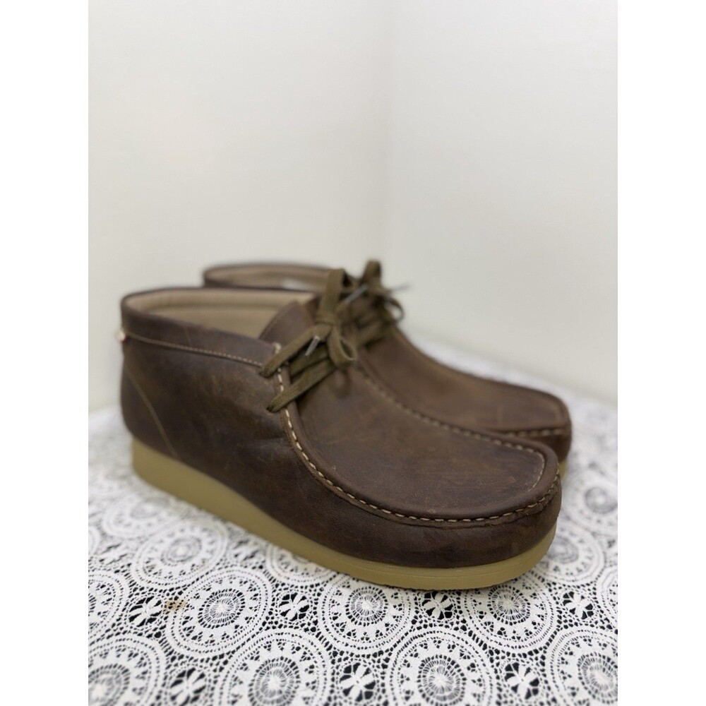 Clarks Mens 11.5M J Stinson Hi Brown Beeswax Juane Miel Leather Chukka Boots